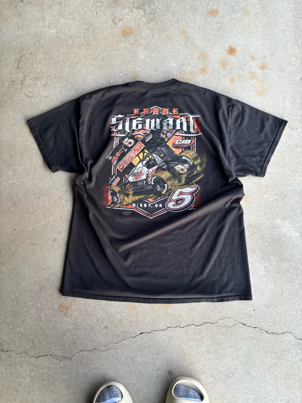 Shane Stewart Black Graphic Racing T-Shirt with Shane Stewart Design